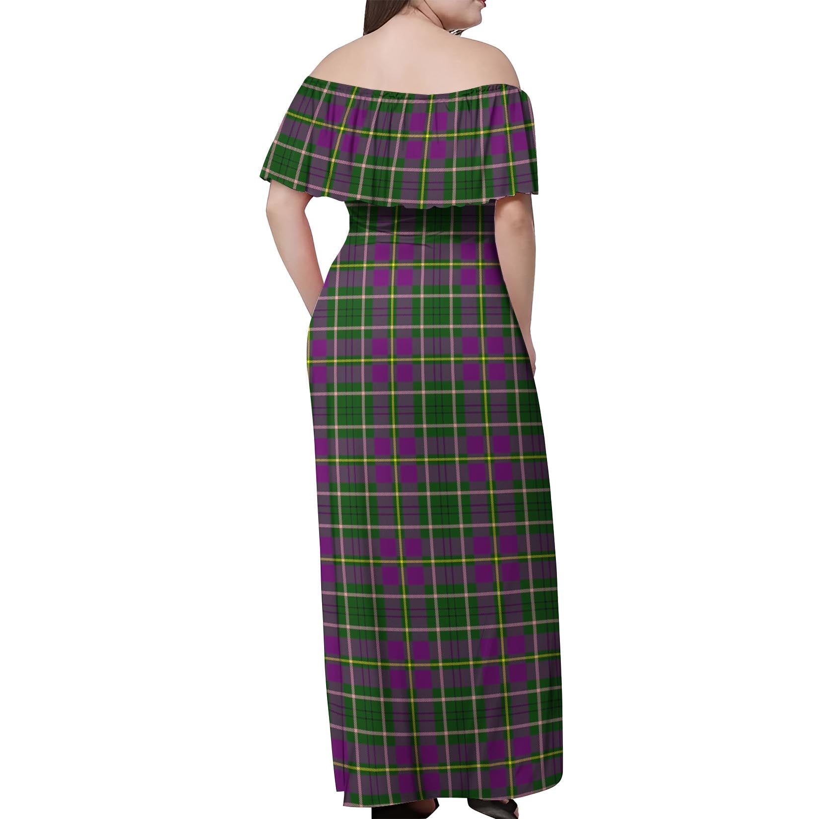 Taylor Tartan Off Shoulder Long Dress - Tartanvibesclothing