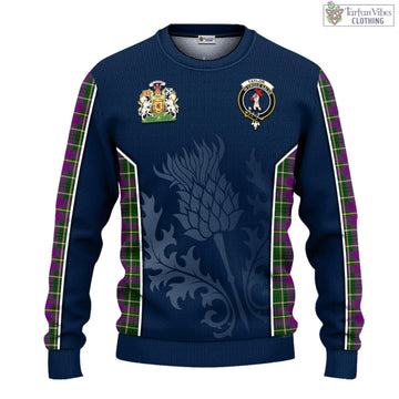 Taylor Tartan Knitted Sweatshirt with Family Crest and Scottish Thistle Vibes Sport Style