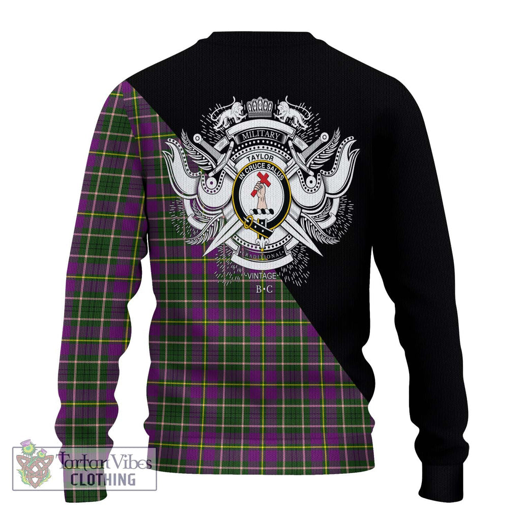 Taylor (Tailylour) Tartan Knitted Sweater with Family Crest and Military Logo Style - Tartanvibesclothing Shop