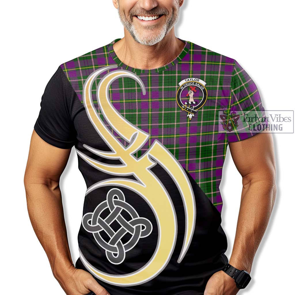 Tartan Vibes Clothing Taylor Tartan T-Shirt with Family Crest and Celtic Symbol Style