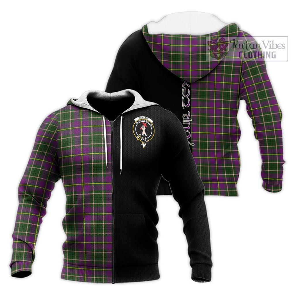 Taylor (Tailylour) Tartan Knitted Hoodie with Family Crest and Half Of Me Style Unisex Knitted Zip Hoodie - Tartanvibesclothing Shop