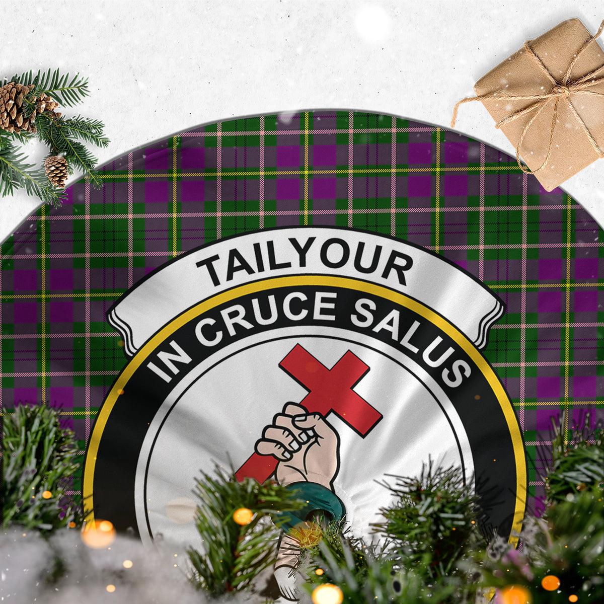 Taylor (Tailyour) Tartan Christmas Tree Skirt with Family Crest - Tartan Vibes Clothing