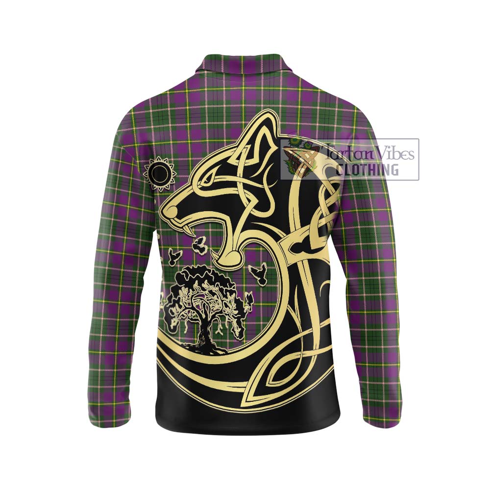 Taylor (Tailylour) Tartan Long Sleeve Polo Shirt with Family Crest Celtic Wolf Style - Tartanvibesclothing Shop