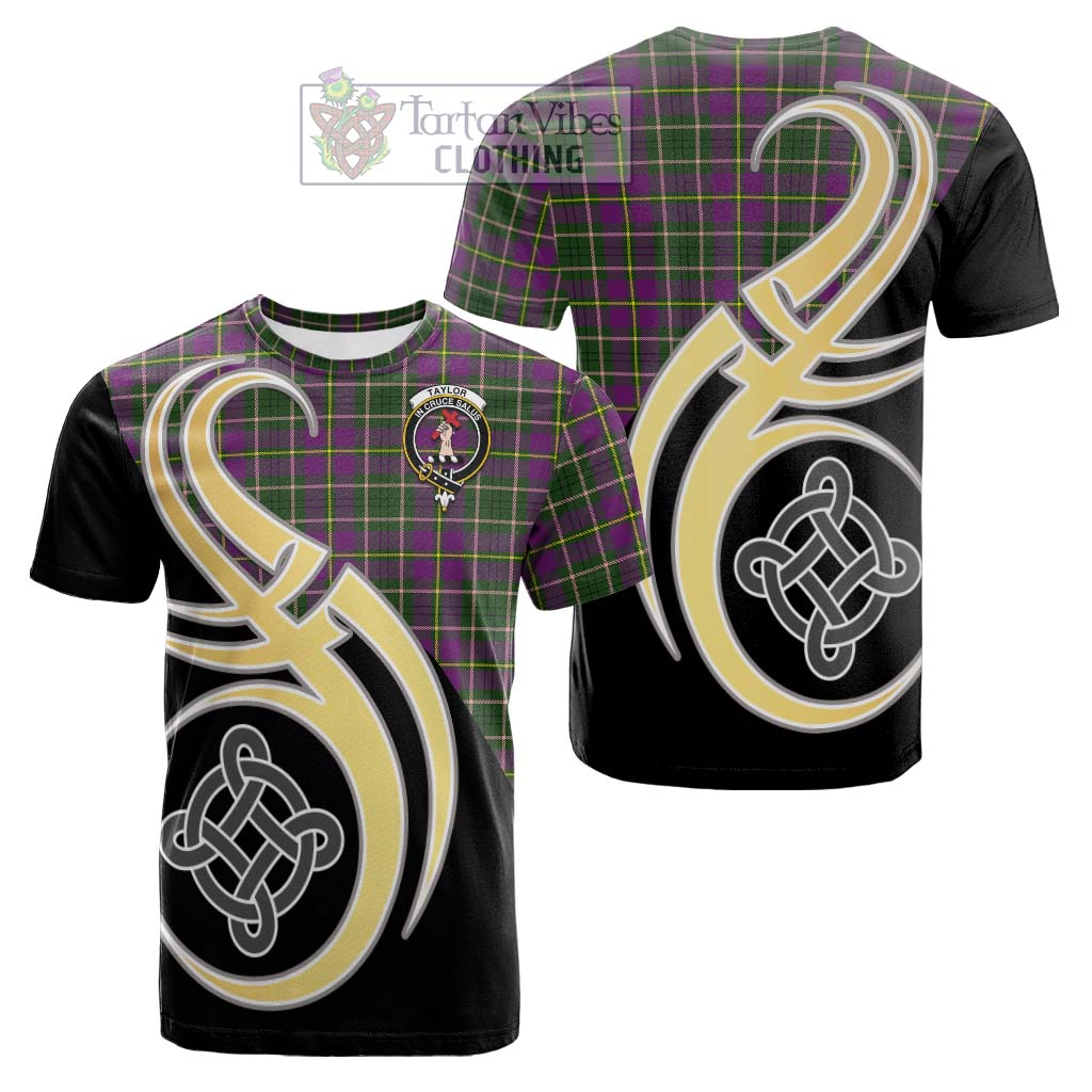 Tartan Vibes Clothing Taylor Tartan Cotton T-shirt with Family Crest and Celtic Symbol Style