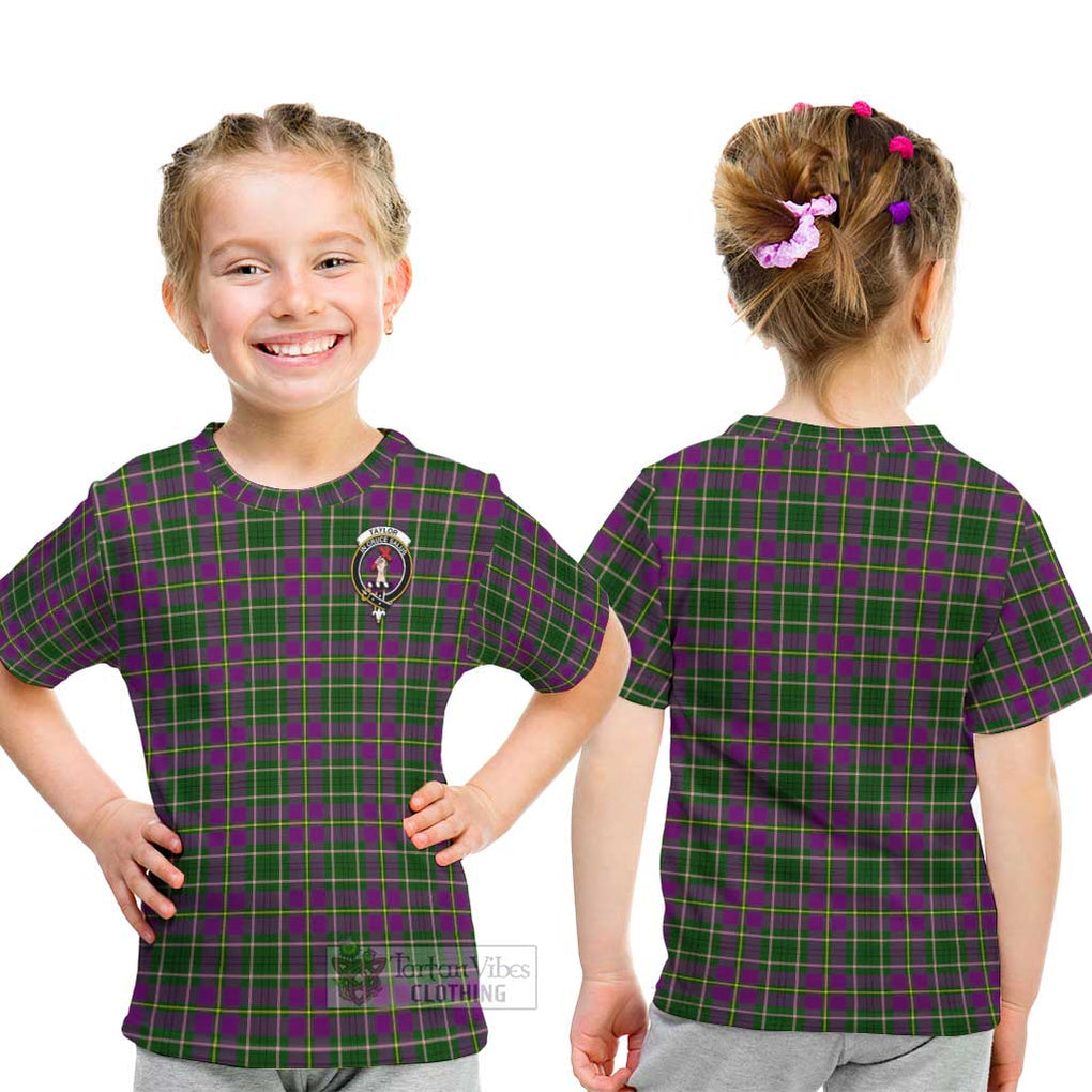 Taylor (Tailylour) Tartan Kid T-Shirt with Family Crest - Tartanvibesclothing Shop