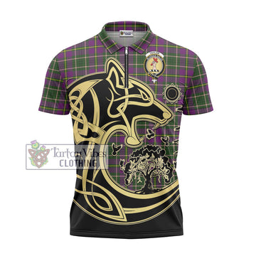 Taylor (Tailylour) Tartan Zipper Polo Shirt with Family Crest Celtic Wolf Style