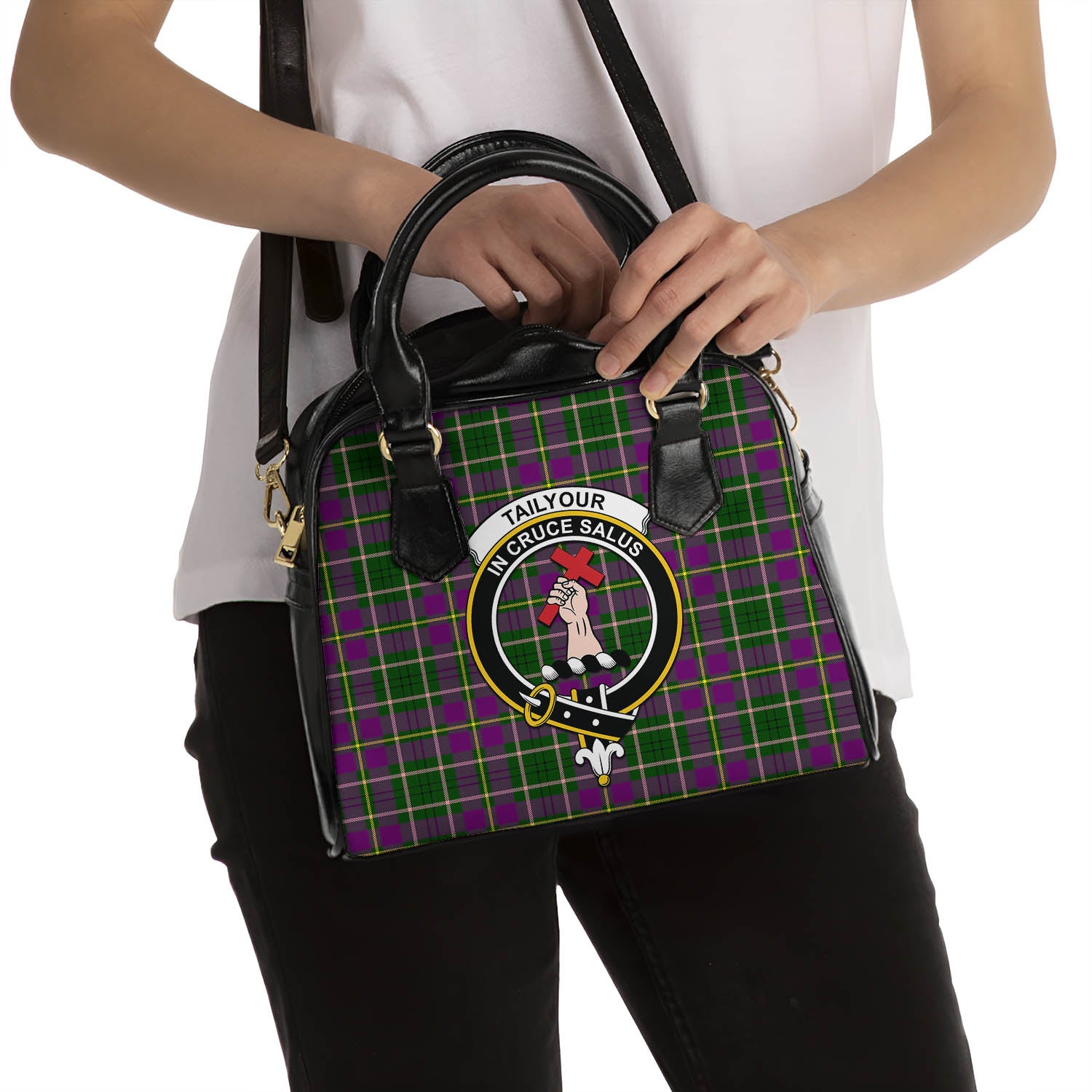 Taylor Tartan Shoulder Handbags with Family Crest - Tartanvibesclothing