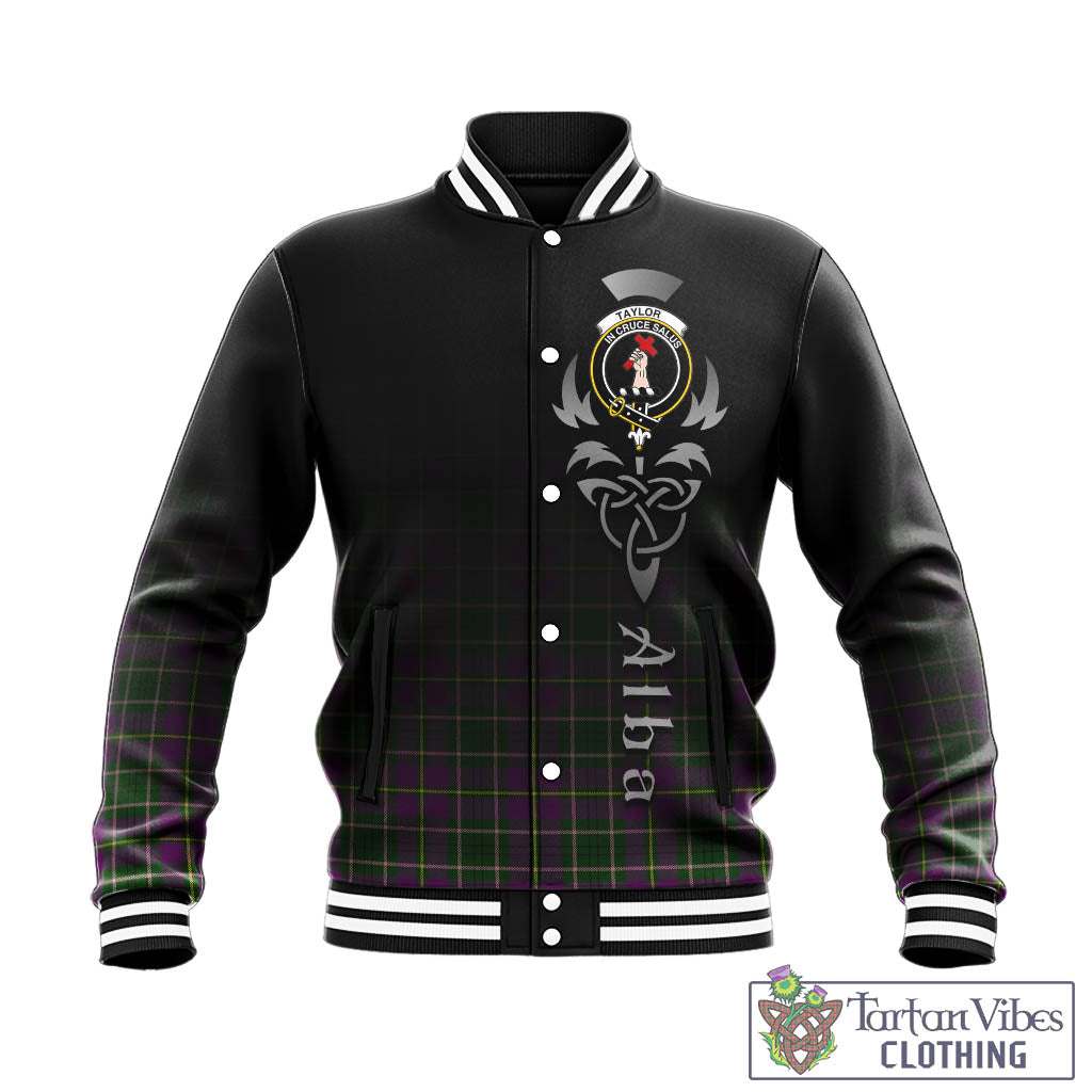 Tartan Vibes Clothing Taylor Tartan Baseball Jacket Featuring Alba Gu Brath Family Crest Celtic Inspired