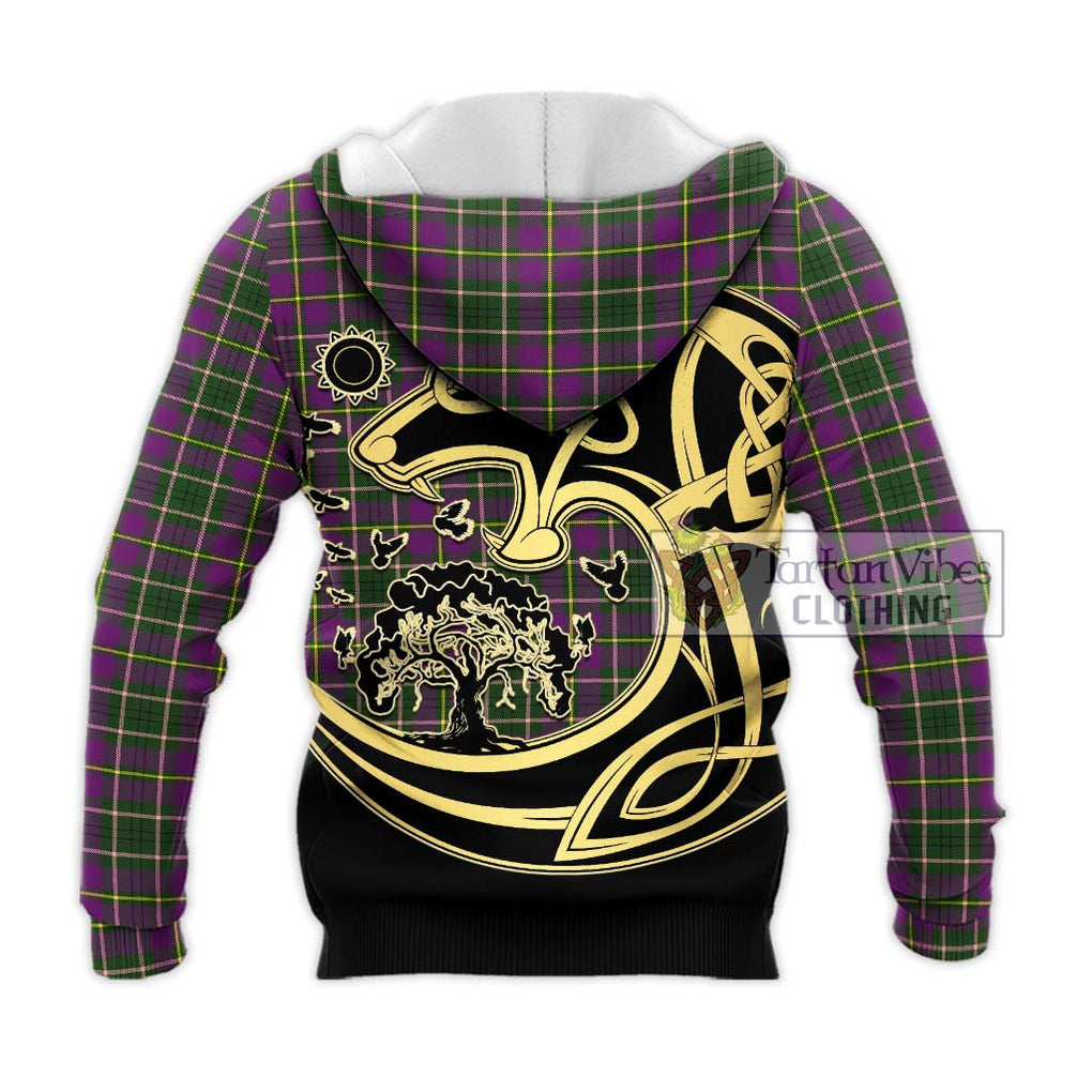 Taylor (Tailylour) Tartan Knitted Hoodie with Family Crest Celtic Wolf Style - Tartan Vibes Clothing