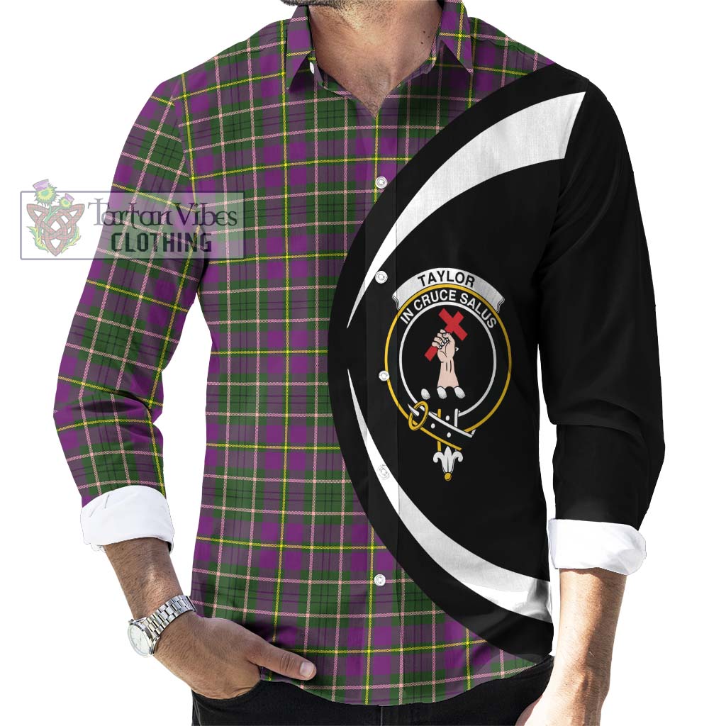 Taylor (Tailylour) Tartan Long Sleeve Button Up with Family Crest Circle Style - Tartan Vibes Clothing