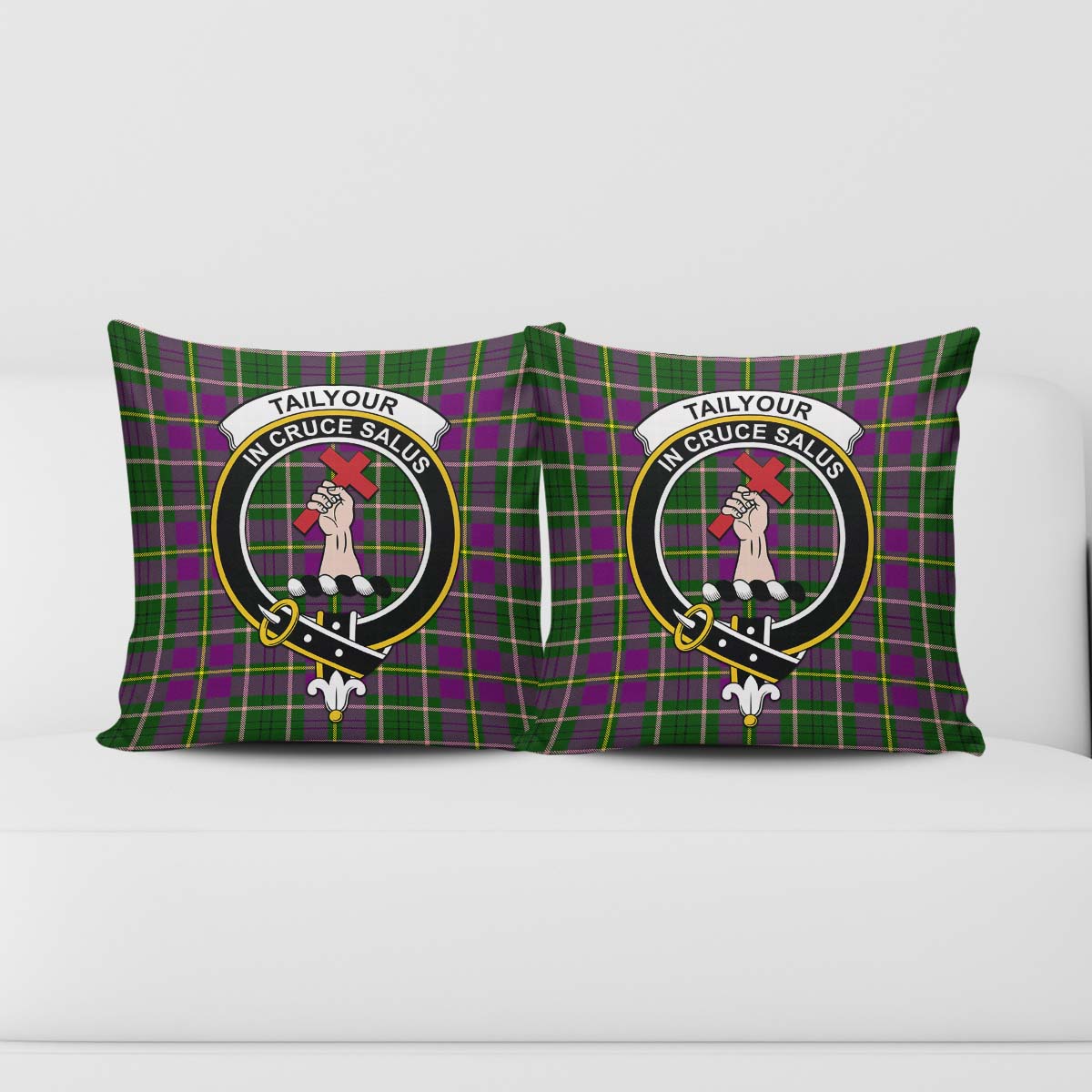 Taylor Tartan Pillow Cover with Family Crest - Tartanvibesclothing