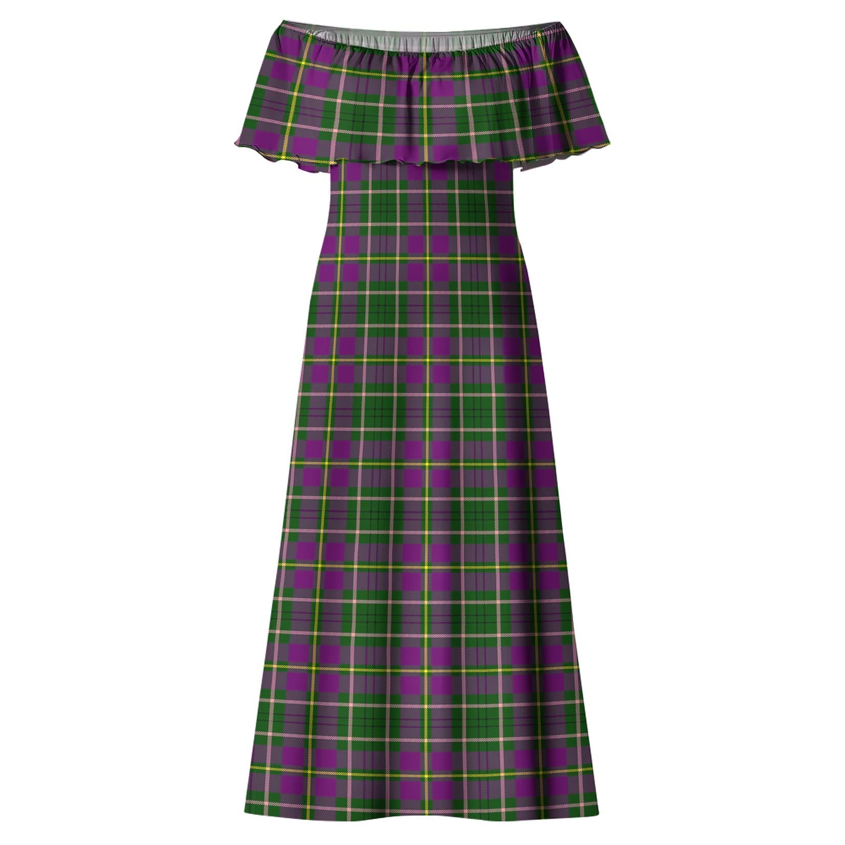 Taylor Tartan Off Shoulder Long Dress - Tartanvibesclothing