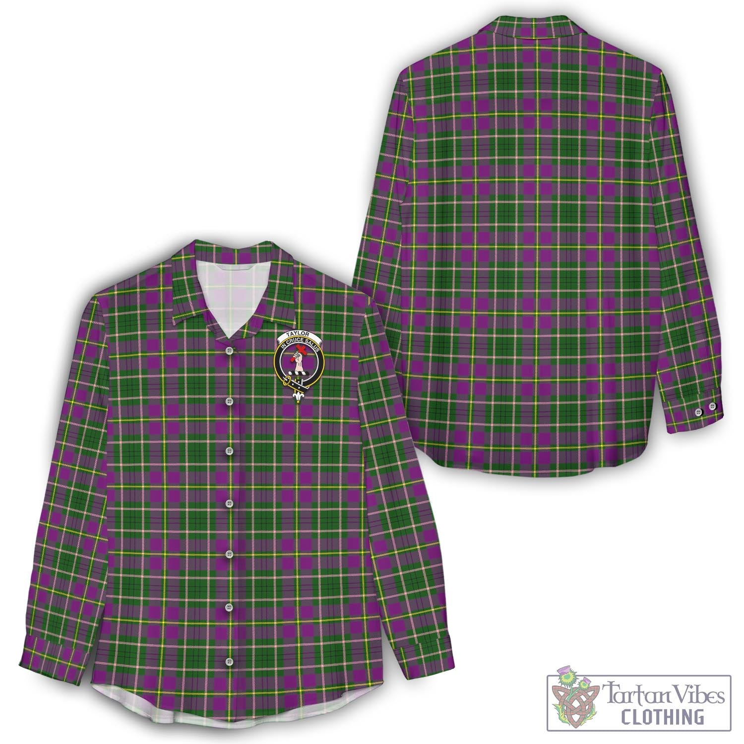 Tartan Vibes Clothing Taylor Tartan Womens Casual Shirt with Family Crest