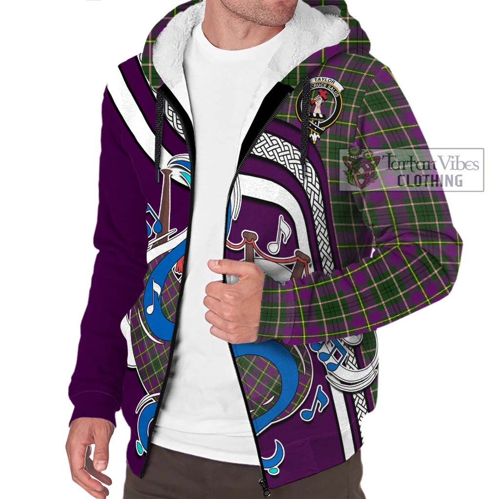 Taylor (Tailylour) Tartan Sherpa Hoodie with Epic Bagpipe Style Unisex - Tartanvibesclothing Shop