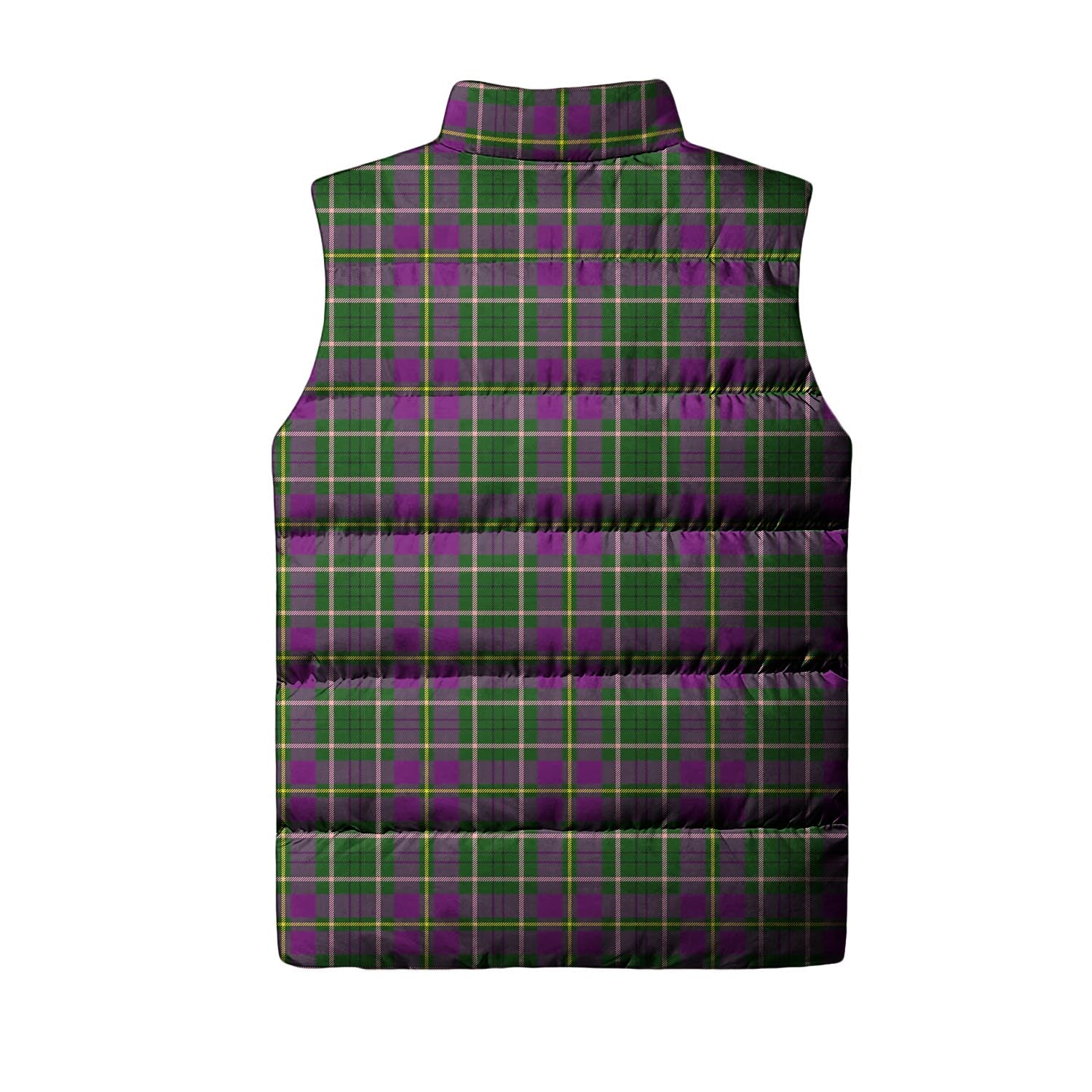 Taylor Tartan Sleeveless Puffer Jacket with Family Crest - Tartanvibesclothing