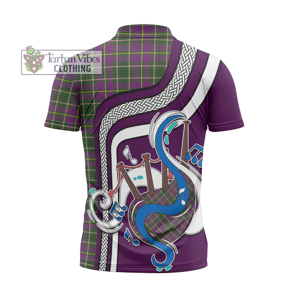 Taylor (Tailylour) Tartan Zipper Polo Shirt with Epic Bagpipe Style - Tartanvibesclothing Shop