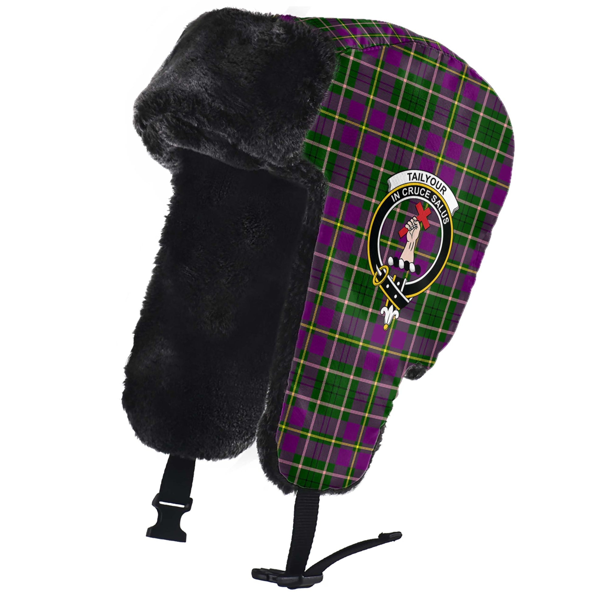 Taylor Tartan Winter Trapper Hat with Family Crest - Tartanvibesclothing