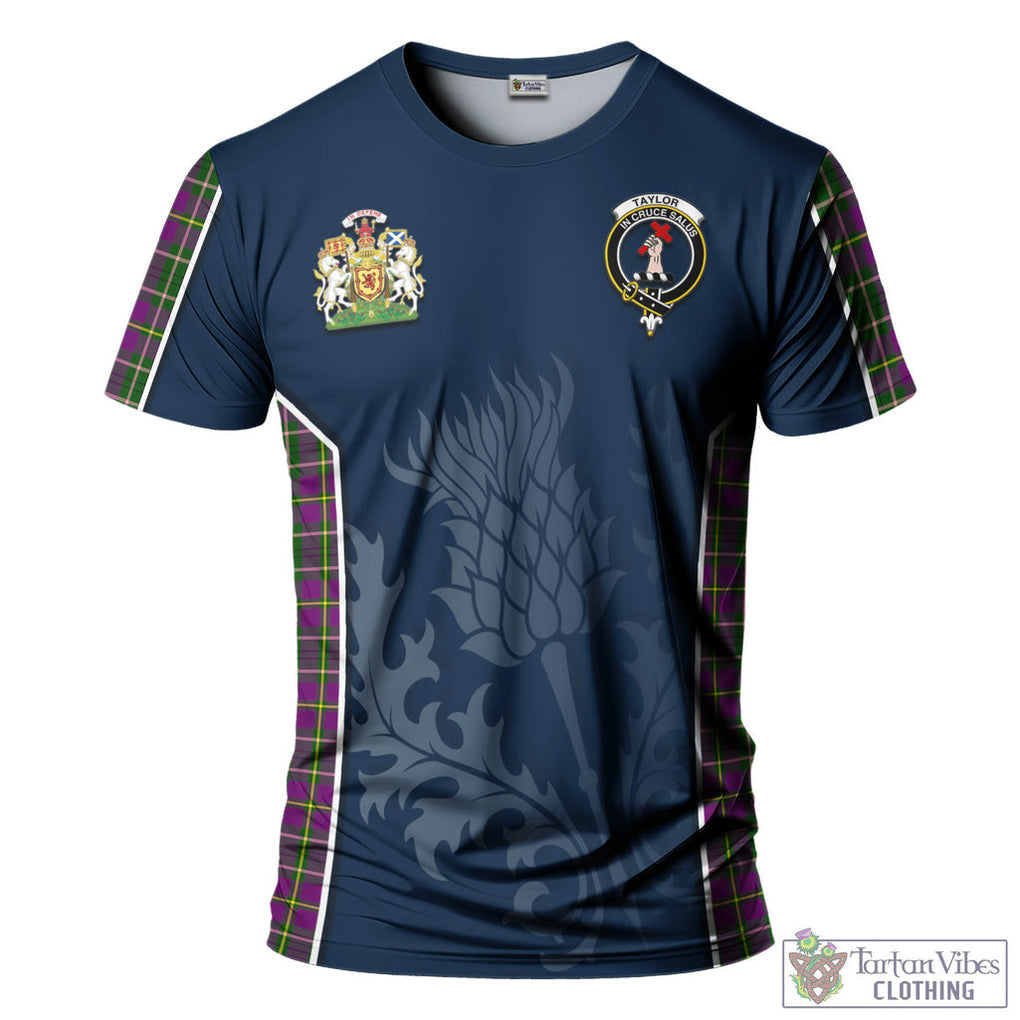 Tartan Vibes Clothing Taylor Tartan T-Shirt with Family Crest and Scottish Thistle Vibes Sport Style