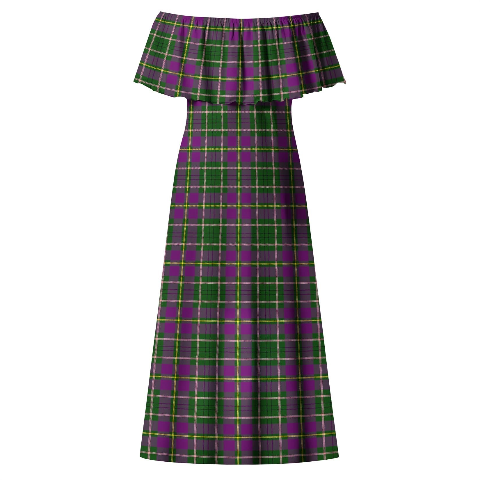 Taylor Tartan Off Shoulder Long Dress - Tartanvibesclothing