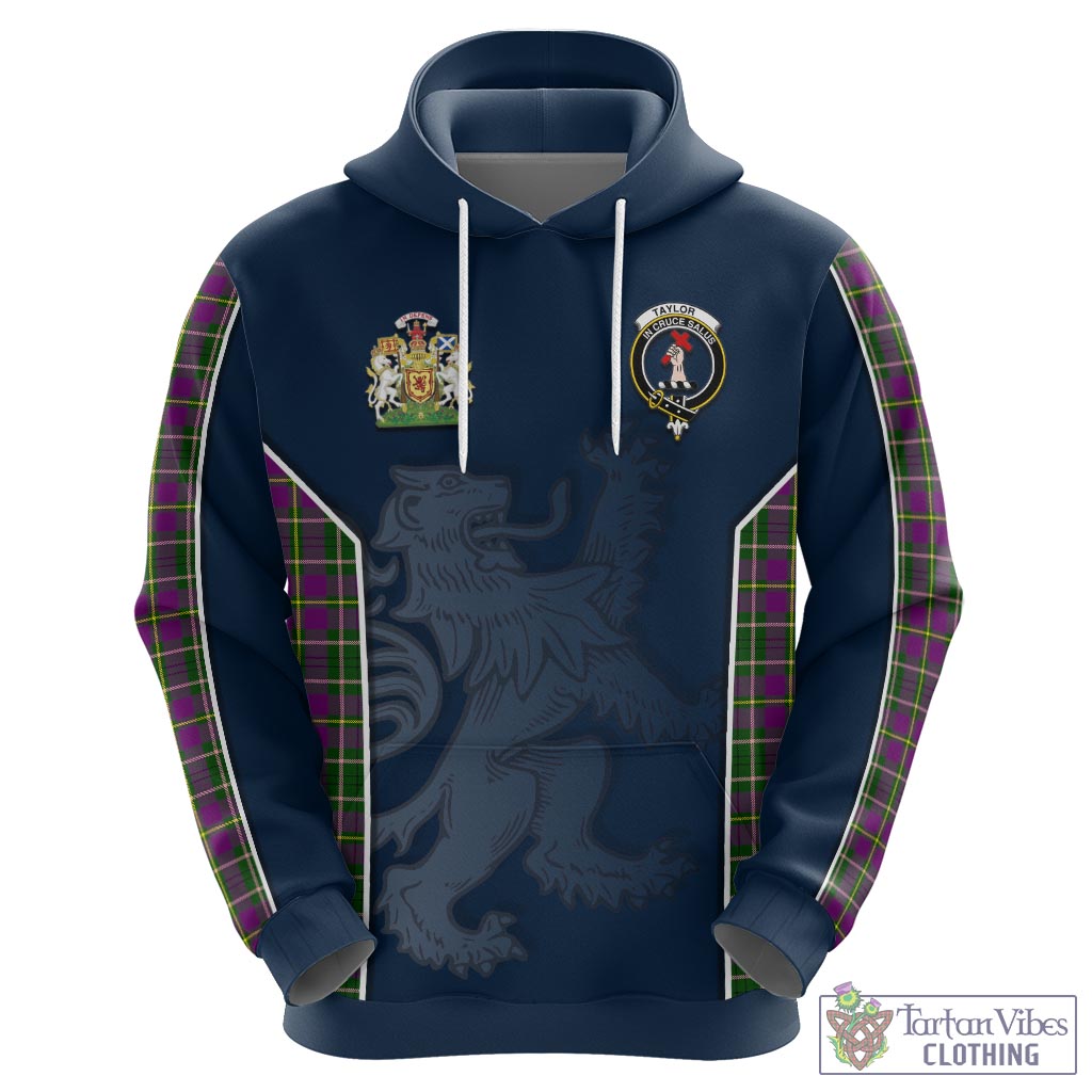 Tartan Vibes Clothing Taylor Tartan Hoodie with Family Crest and Lion Rampant Vibes Sport Style