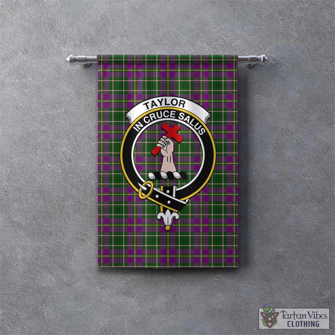 Tartan Vibes Clothing Taylor Tartan Gonfalon, Tartan Banner with Family Crest