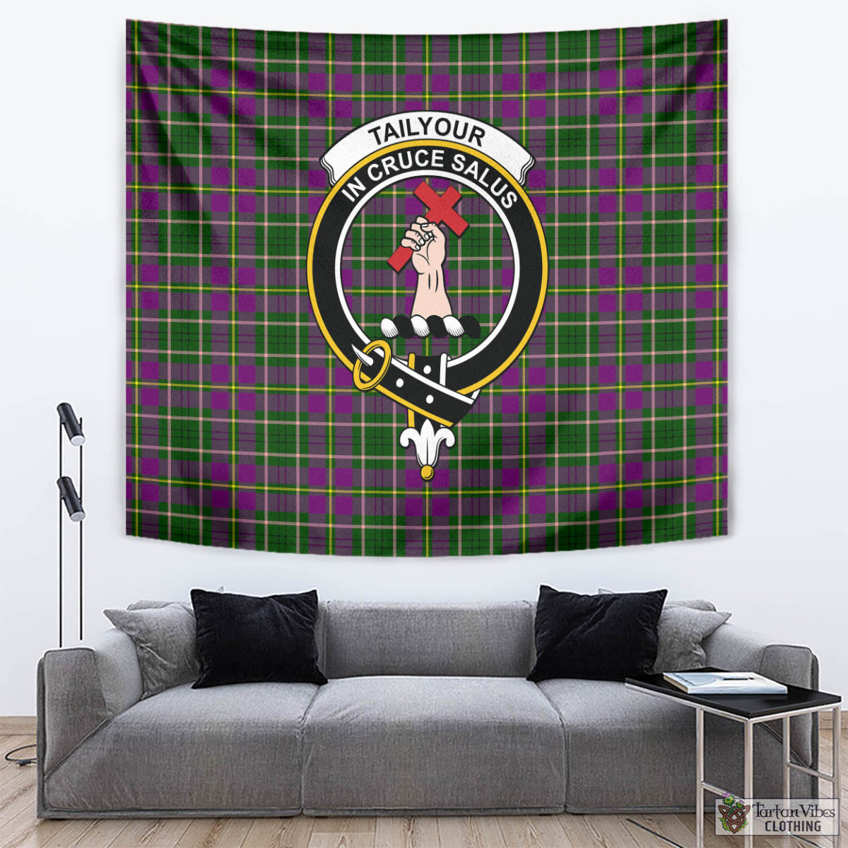 Tartan Vibes Clothing Taylor Tartan Tapestry Wall Hanging and Home Decor for Room with Family Crest