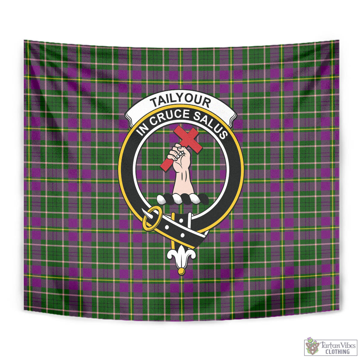 Tartan Vibes Clothing Taylor Tartan Tapestry Wall Hanging and Home Decor for Room with Family Crest