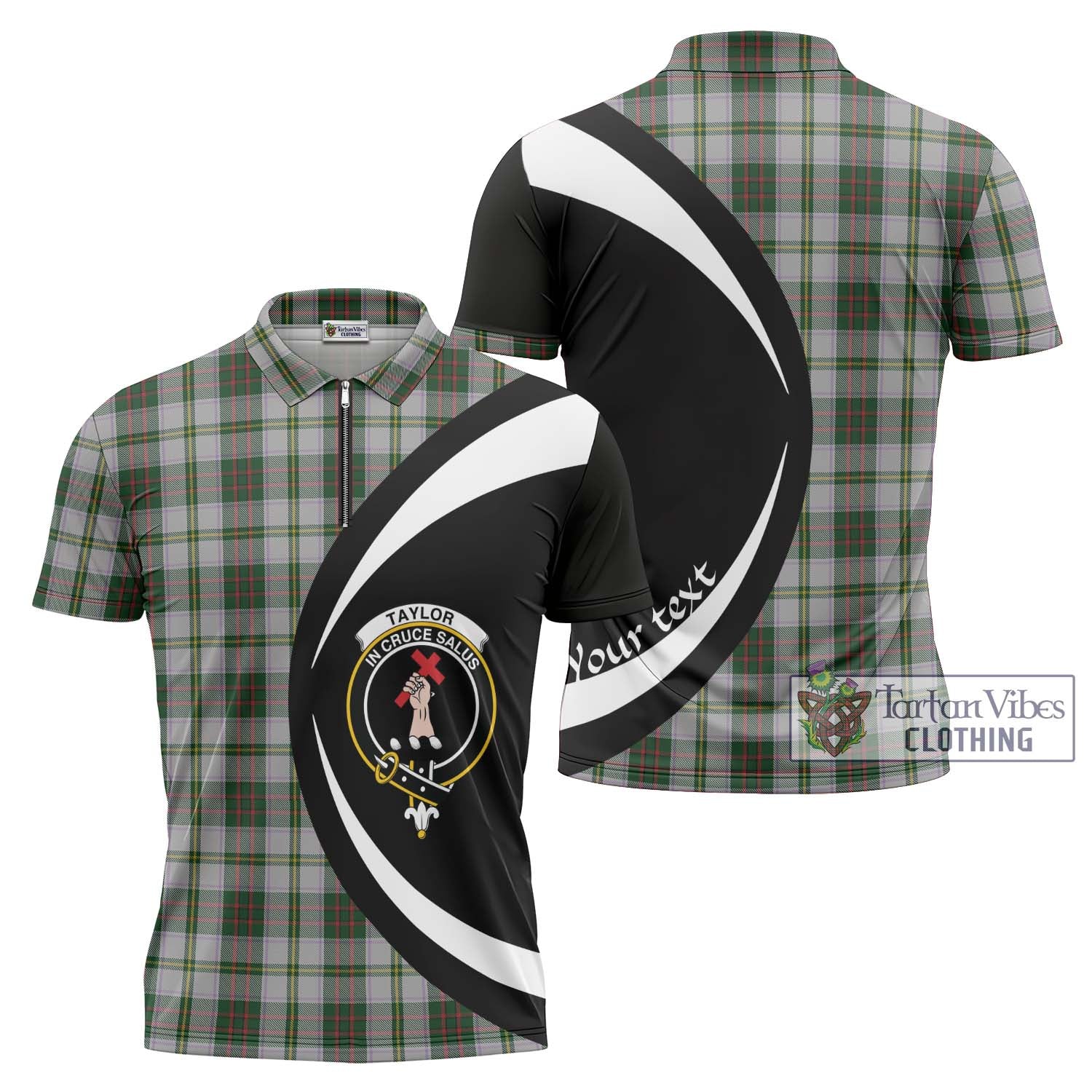 Taylor Dress Tartan Zipper Polo Shirt with Family Crest Circle Style Unisex - Tartan Vibes Clothing