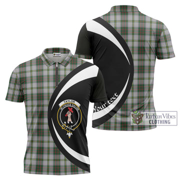 Taylor Dress Tartan Zipper Polo Shirt with Family Crest Circle Style