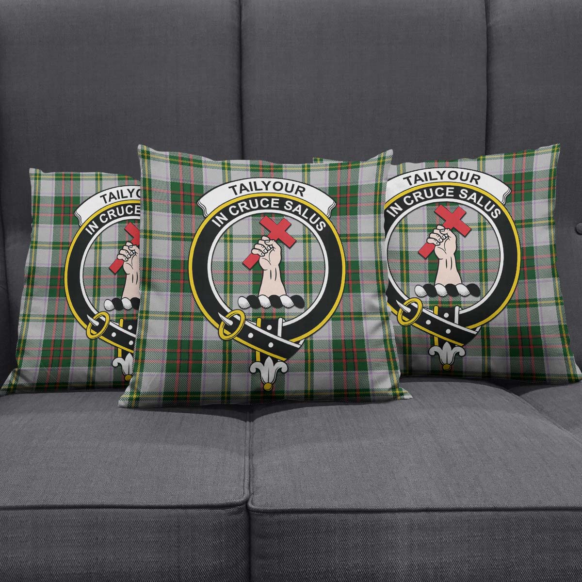 Taylor Dress Tartan Pillow Cover with Family Crest Square Pillow Cover - Tartanvibesclothing