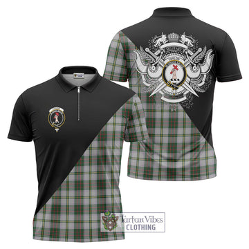 Taylor Dress Tartan Zipper Polo Shirt with Family Crest and Military Logo Style