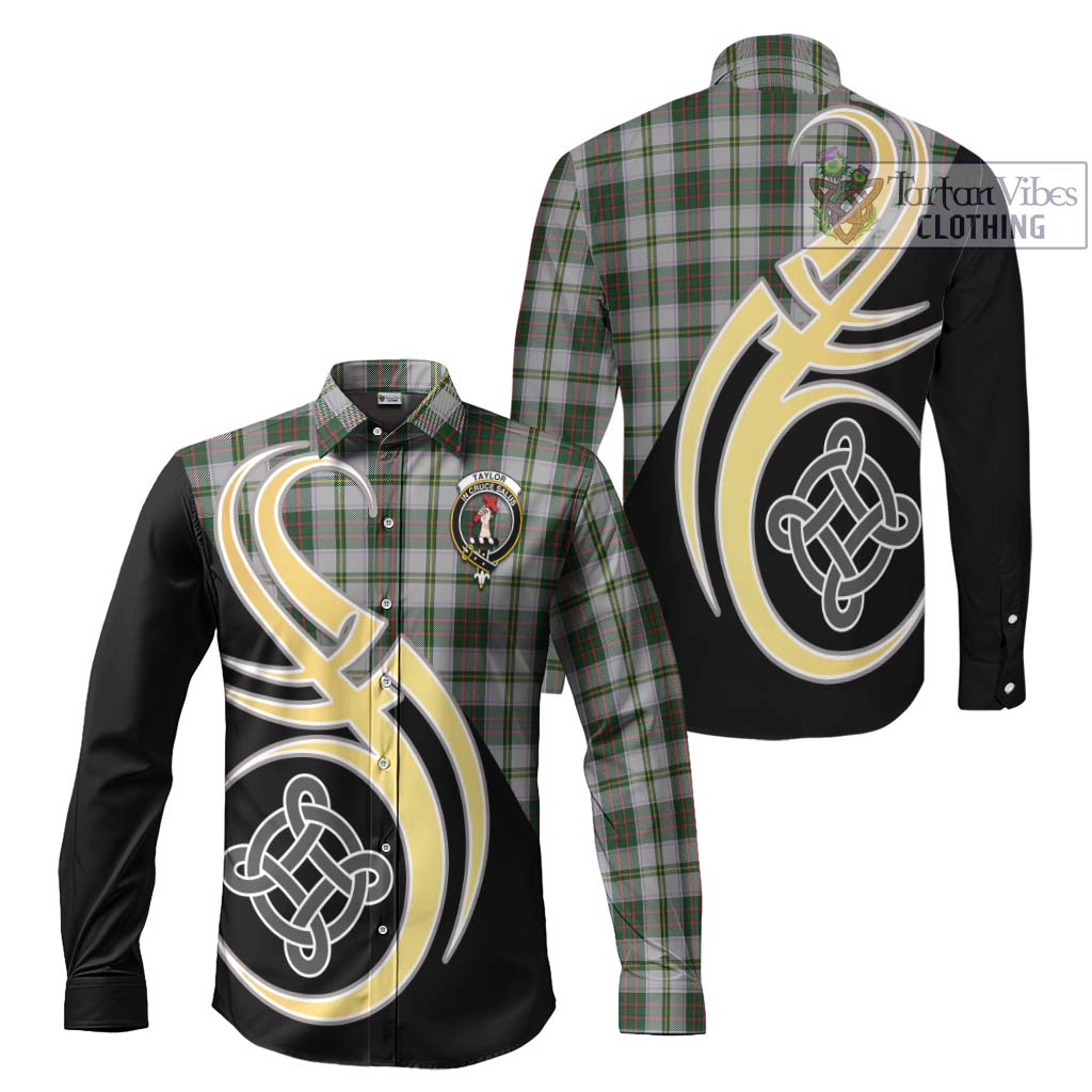 Taylor Dress Tartan Long Sleeve Button Shirt with Family Crest and Celtic Symbol Style Men's Shirt S - Tartan Vibes Clothing