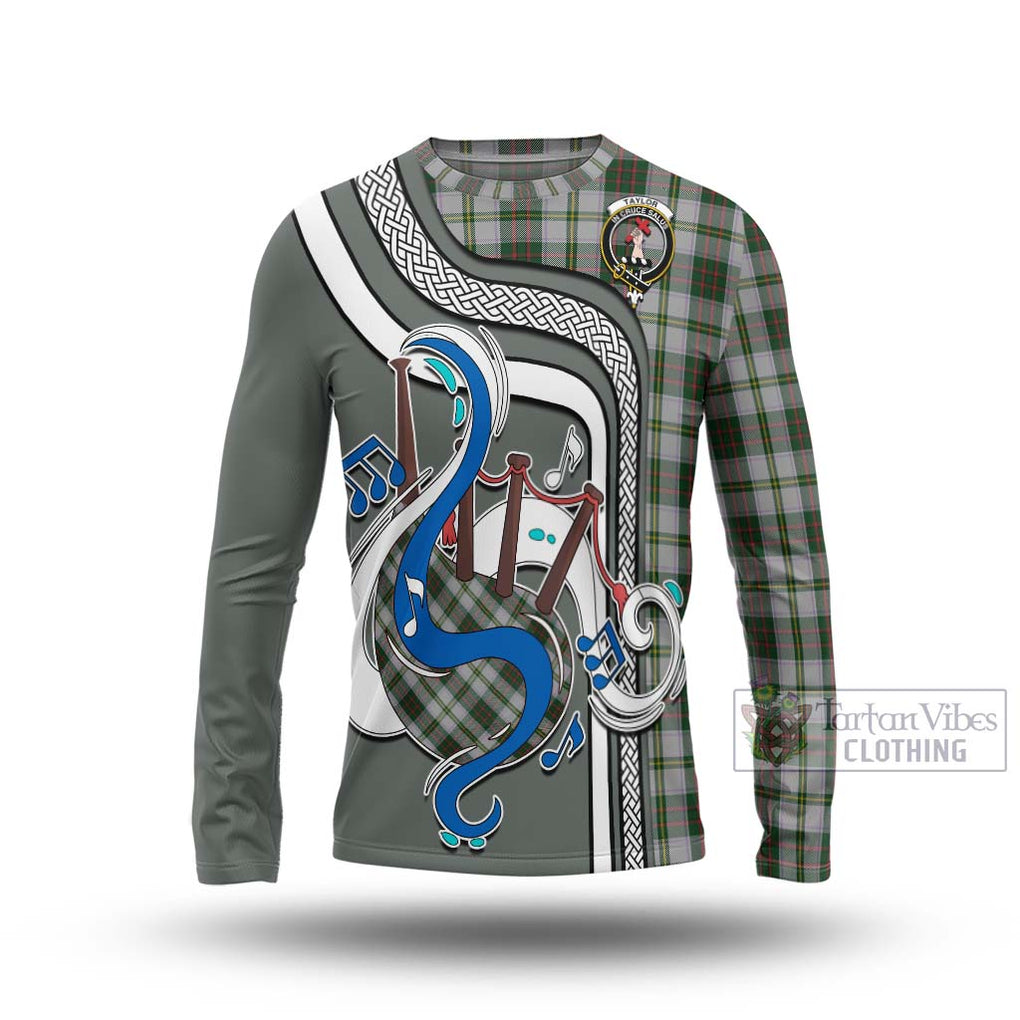 Tartan Vibes Clothing Taylor Dress Tartan Long Sleeve T-Shirt with Epic Bagpipe Style