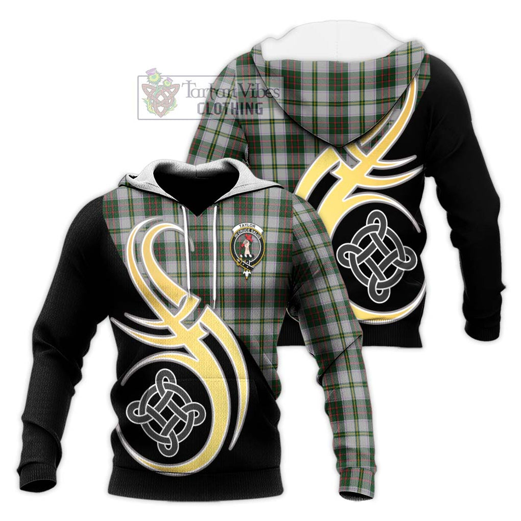 Taylor Dress Tartan Knitted Hoodie with Family Crest and Celtic Symbol Style Unisex Knitted Pullover Hoodie - Tartan Vibes Clothing