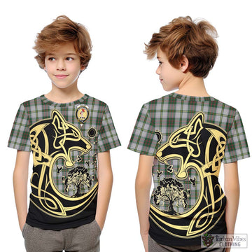 Taylor Dress Tartan Kid T-Shirt with Family Crest Celtic Wolf Style