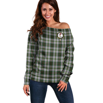 Taylor Dress Tartan Off Shoulder Women Sweater with Family Crest