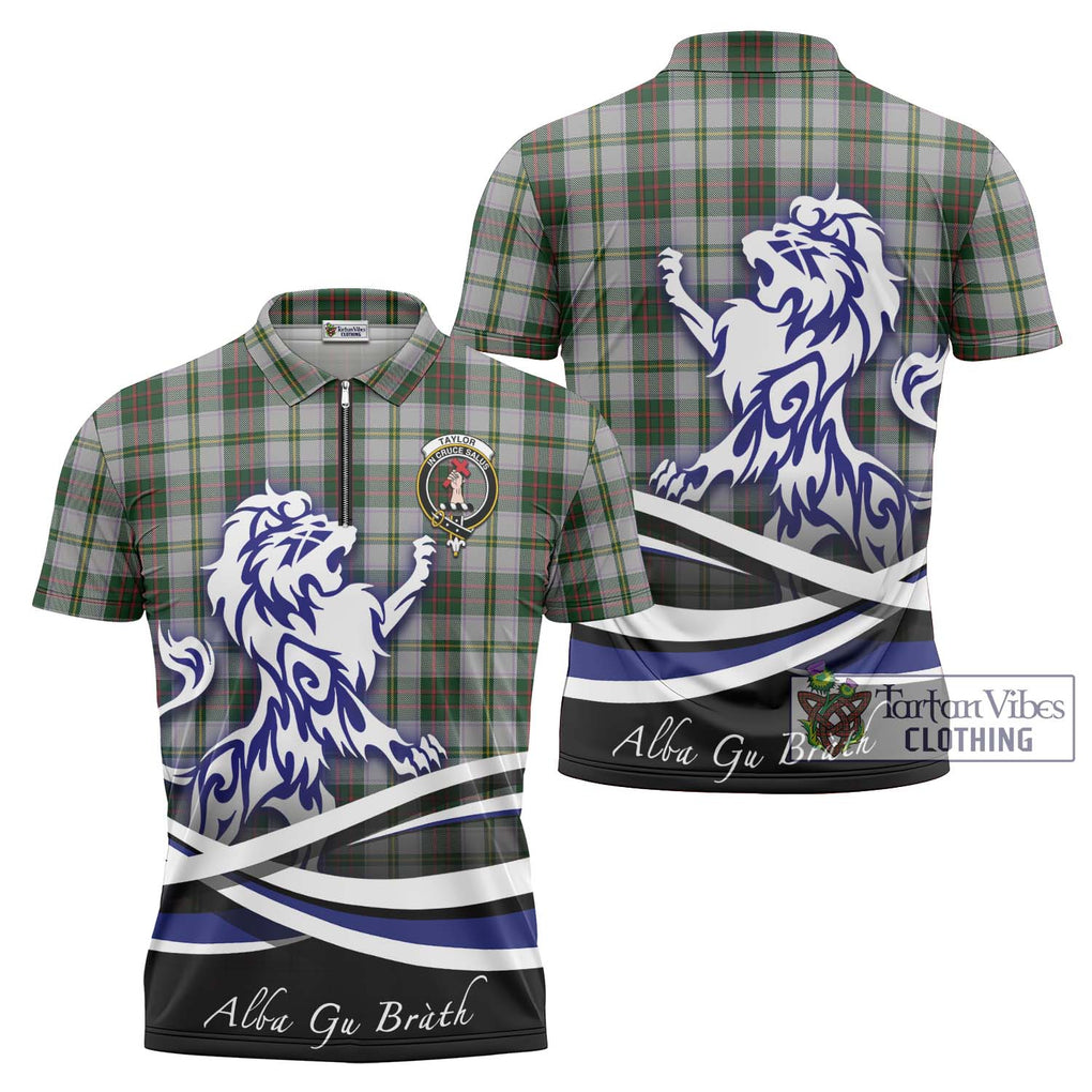 Taylor Dress Tartan Zipper Polo Shirt with Alba Gu Brath Regal Lion Emblem Unisex - Tartanvibesclothing Shop