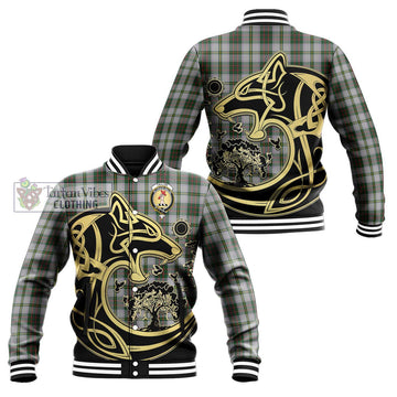 Taylor Dress Tartan Baseball Jacket with Family Crest Celtic Wolf Style