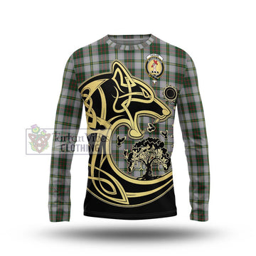 Taylor Dress Tartan Long Sleeve T-Shirt with Family Crest Celtic Wolf Style