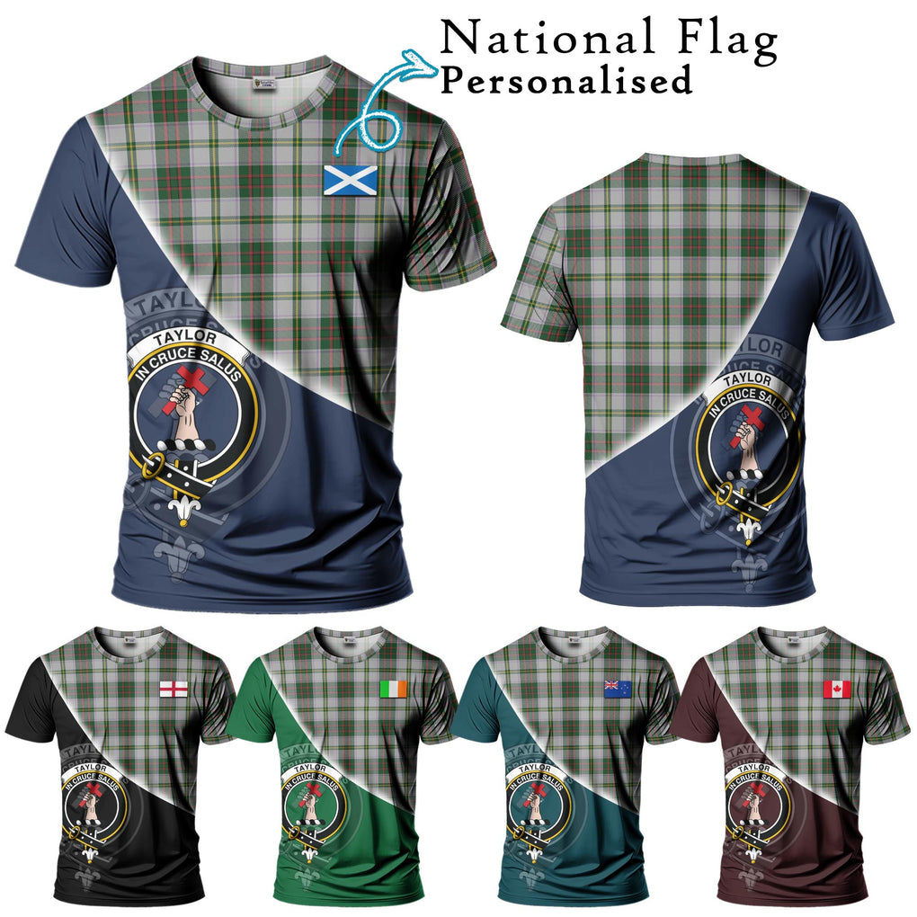 Taylor Dress Tartan T-Shirt with Personalised National Flag and Family Crest Half Style Kid's Shirt - Tartanvibesclothing Shop