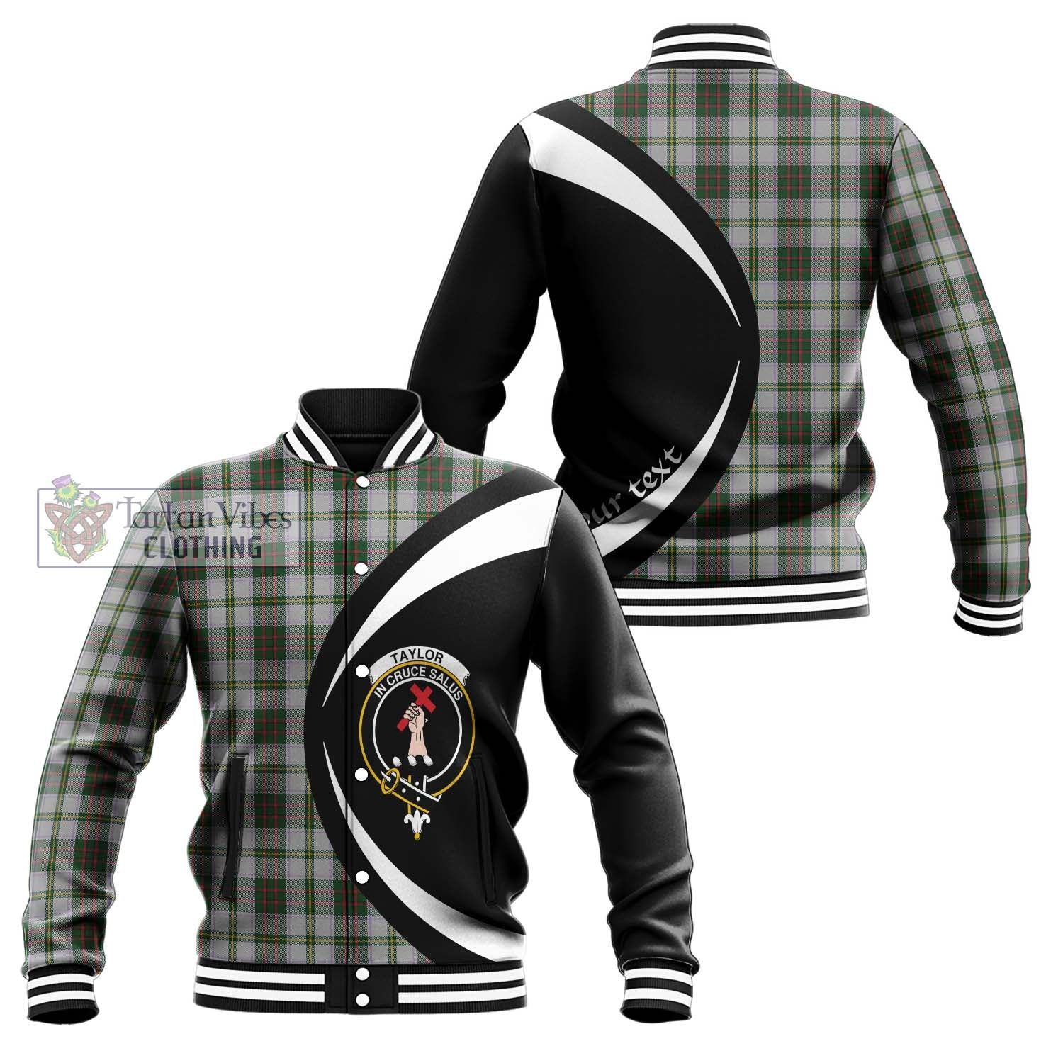 Taylor Dress Tartan Baseball Jacket with Family Crest Circle Style Unisex - Tartan Vibes Clothing