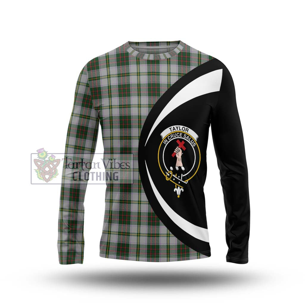 Taylor Dress Tartan Long Sleeve T-Shirt with Family Crest Circle Style Unisex - Tartan Vibes Clothing