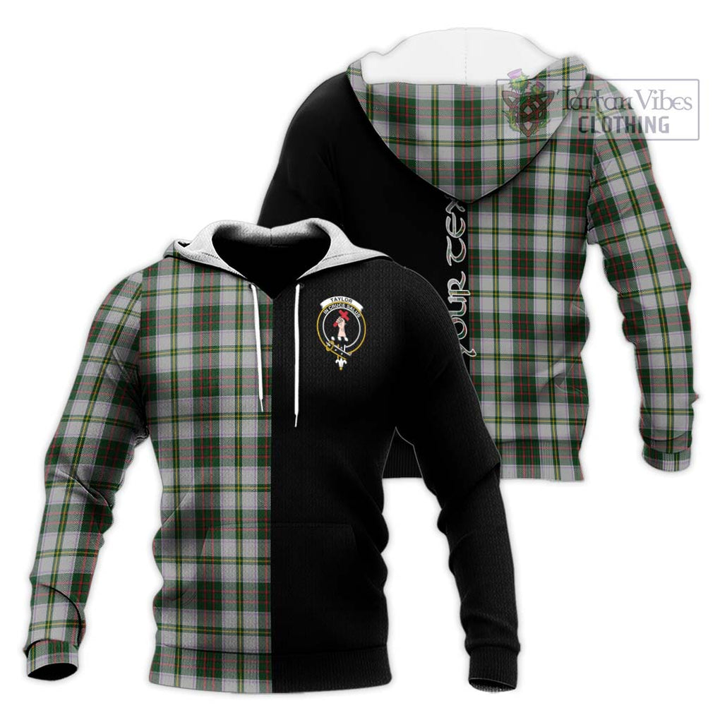 Taylor Dress Tartan Knitted Hoodie with Family Crest and Half Of Me Style Unisex Knitted Pullover Hoodie - Tartanvibesclothing Shop