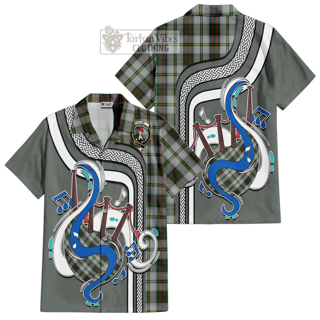 Taylor Dress Tartan Short Sleeve Button Shirt with Epic Bagpipe Style Kid - Tartanvibesclothing Shop