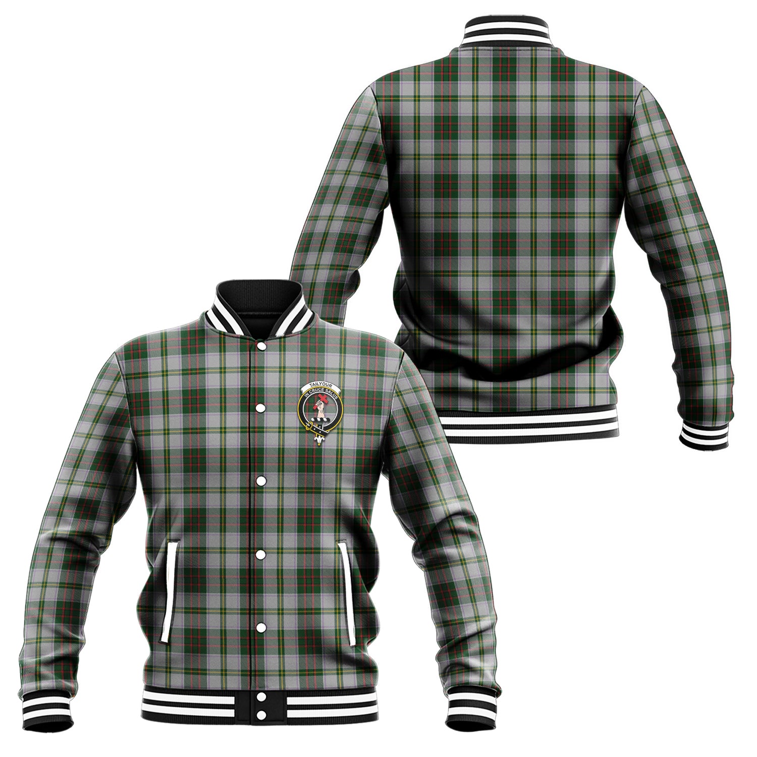 Taylor Dress Tartan Baseball Jacket with Family Crest Unisex - Tartan Vibes Clothing