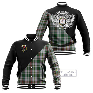 Taylor Dress Tartan Baseball Jacket with Family Crest and Military Logo Style