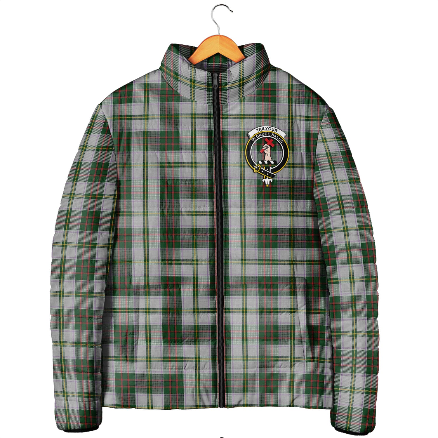 Taylor Dress Tartan Padded Jacket with Family Crest Men's Padded Jacket - Tartan Vibes Clothing