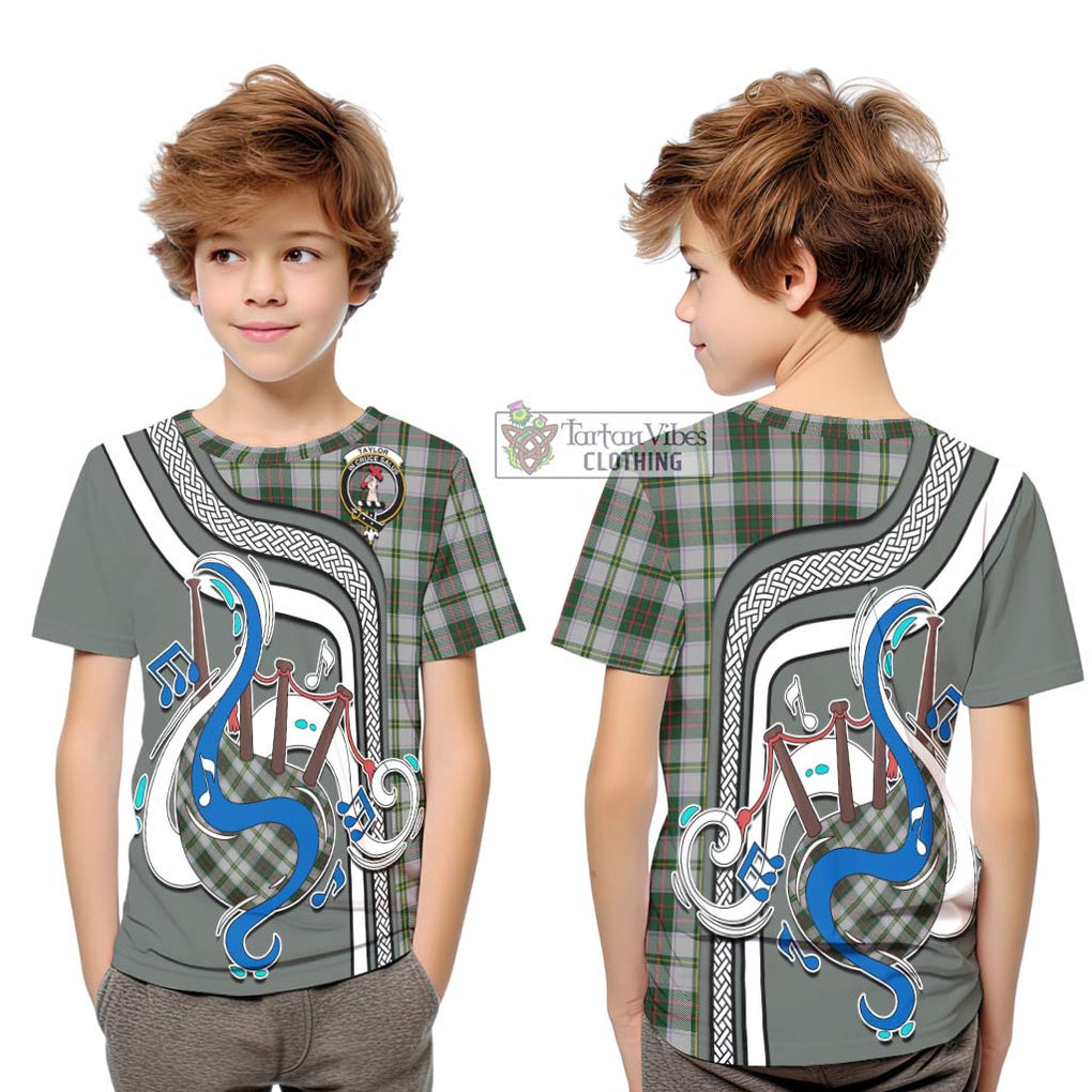 Tartan Vibes Clothing Taylor Dress Tartan Kid T-Shirt with Epic Bagpipe Style