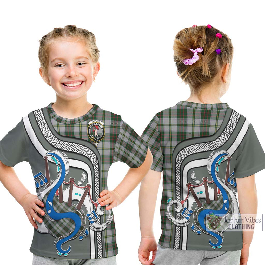 Tartan Vibes Clothing Taylor Dress Tartan Kid T-Shirt with Epic Bagpipe Style