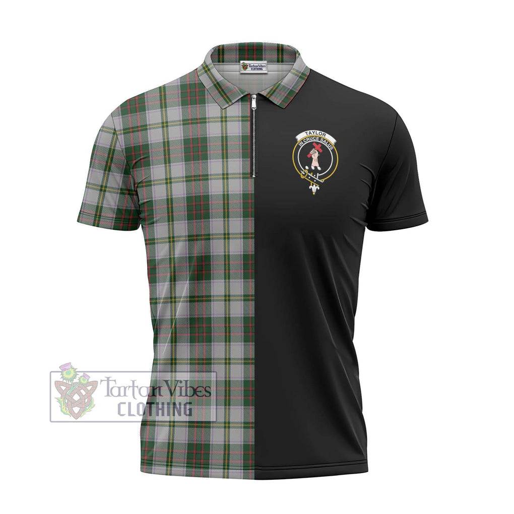 Taylor Dress Tartan Zipper Polo Shirt with Family Crest and Half Of Me Style - Tartanvibesclothing Shop